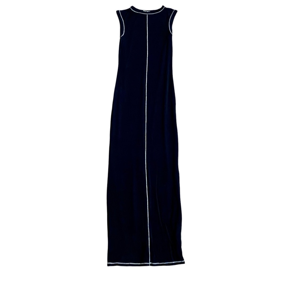The Line By K Inez Maxi Dress XS Black Contrast Stitch Bodycon Sleeveless - Picture 4 of 12